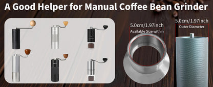 Dosing Funnel for Manual Hand Coffee Grinder, 304 Stainless Steel Coffee Grinder Stand Base Keep the Body Steady, Compatible with KINGrinder P2, TIMEMORE C3S Pro, Rsoilch