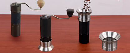 Dosing Funnel for Manual Hand Coffee Grinder, 304 Stainless Steel Coffee Grinder Stand Base Keep the Body Steady, Compatible with KINGrinder P2, TIMEMORE C3S Pro, Rsoilch
