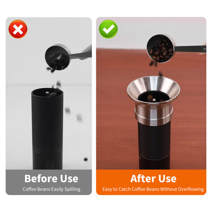 Dosing Funnel for Manual Hand Coffee Grinder, 304 Stainless Steel Coffee Grinder Stand Base Keep the Body Steady, Compatible with KINGrinder P2, TIMEMORE C3S Pro, Rsoilch