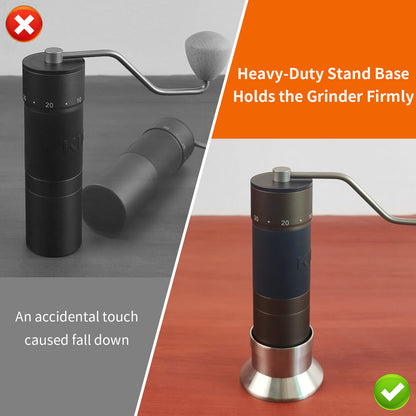 Dosing Funnel for Manual Hand Coffee Grinder, 304 Stainless Steel Coffee Grinder Stand Base Keep the Body Steady, Compatible with KINGrinder P2, TIMEMORE C3S Pro, Rsoilch