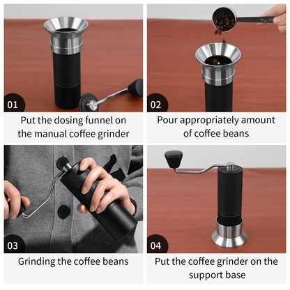 Dosing Funnel for Manual Hand Coffee Grinder, 304 Stainless Steel Coffee Grinder Stand Base Keep the Body Steady, Compatible with KINGrinder P2, TIMEMORE C3S Pro, Rsoilch