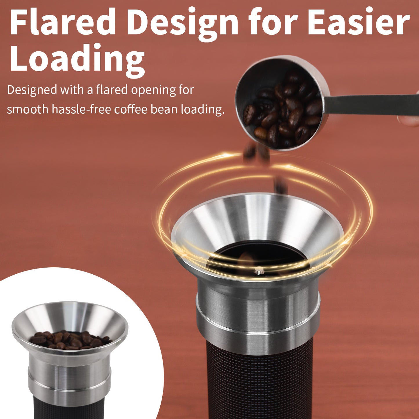 Dosing Funnel for Manual Hand Coffee Grinder, 304 Stainless Steel Coffee Grinder Stand Base Keep the Body Steady, Compatible with KINGrinder P2, TIMEMORE C3S Pro, Rsoilch