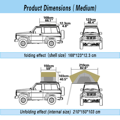 EZUNSTUCK 12.3cm Lightweight Multifunctional Hard Shell Rooftop Tent