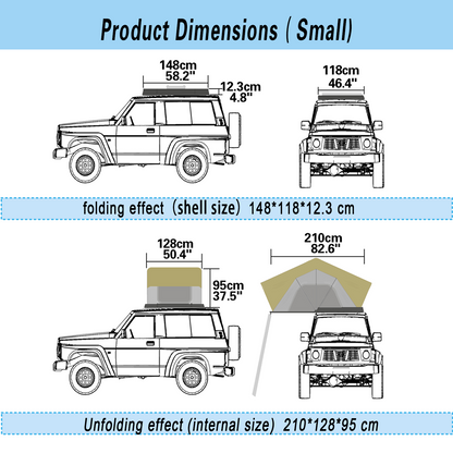 EZUNSTUCK 12.3cm Lightweight Multifunctional Hard Shell Rooftop Tent